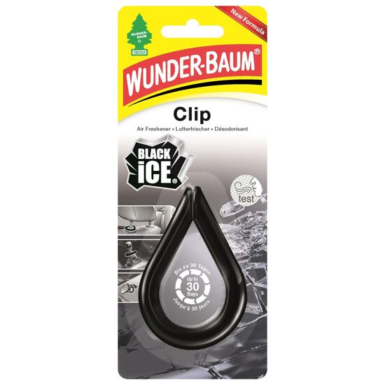 Odorizant auto WUNDER-BAUM Clip Black Ice, parfum de mosc și cedru