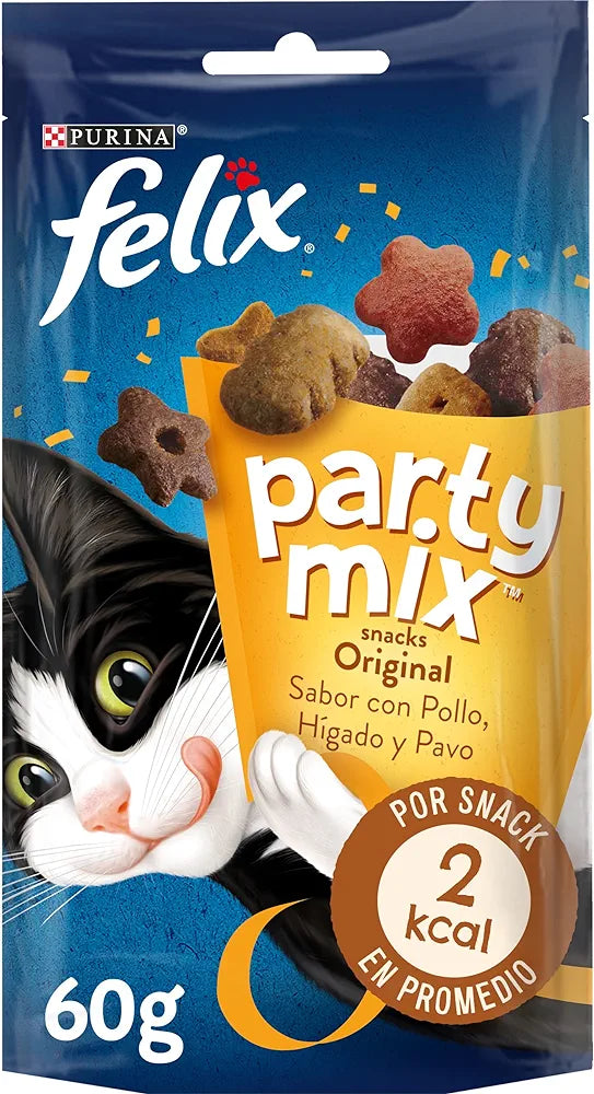 Felix Purina Party Mix Snack Cat Mix original, 8 pachete de 60 g