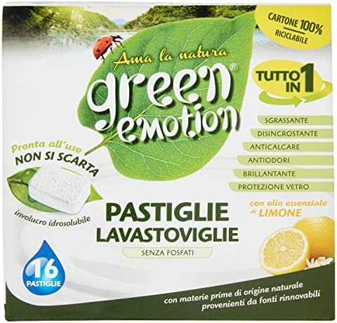 Green Emotion 16 tablete de spălat cu lămâie pentru mașina de spălat vase