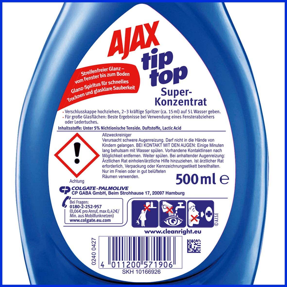 Ajax Tip Top Super Concentrate pentru curățare geamuri