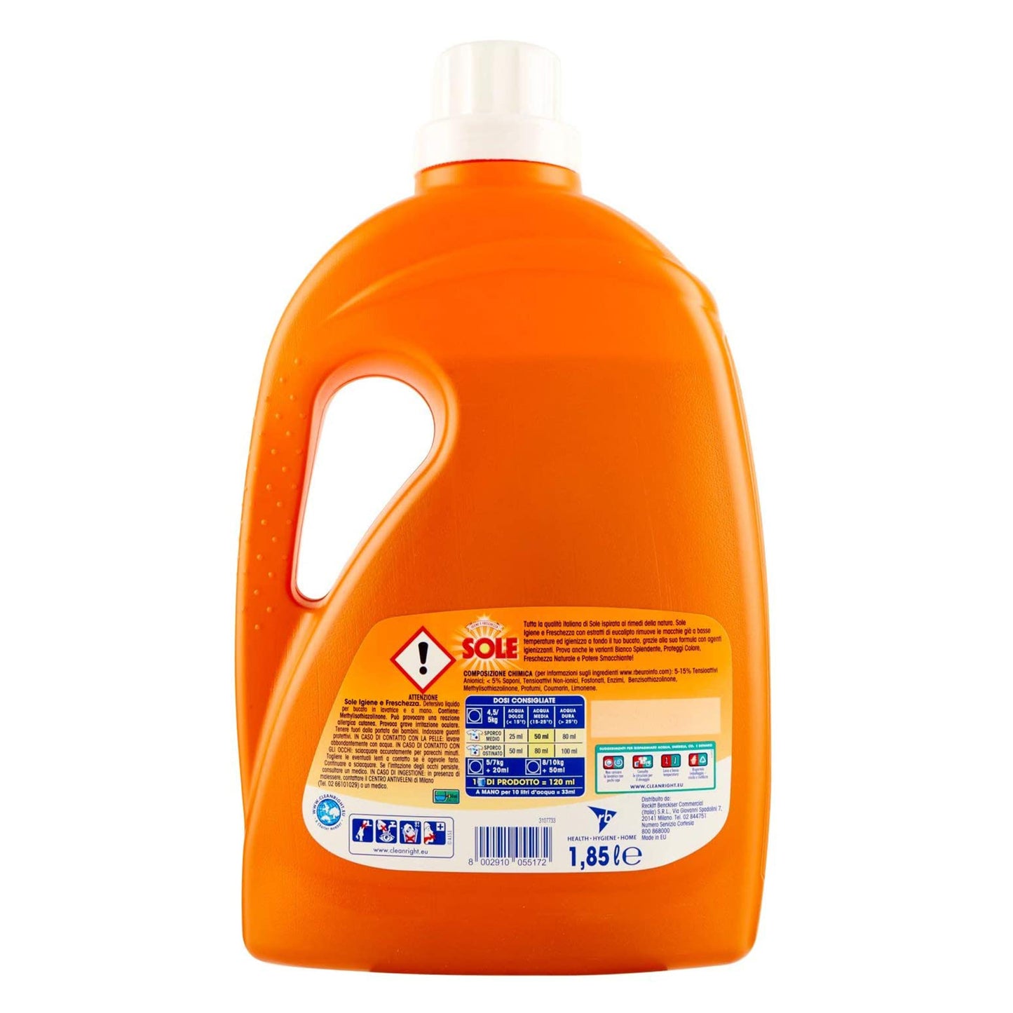Detergent Lichid igienizant SOLE Extract de Eucalipt, 37 Spalari, 1.85L